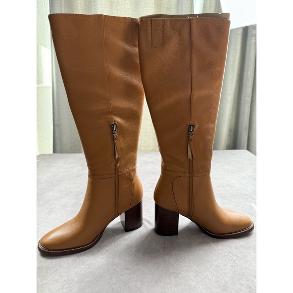Sam Edelman‎ Elsy Boots Womens Size 9 Medium Caramel Leather Block Heel Tall Zip - Picture 5 of 16